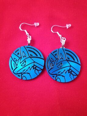 Lucario Pokemon coin hook earrings